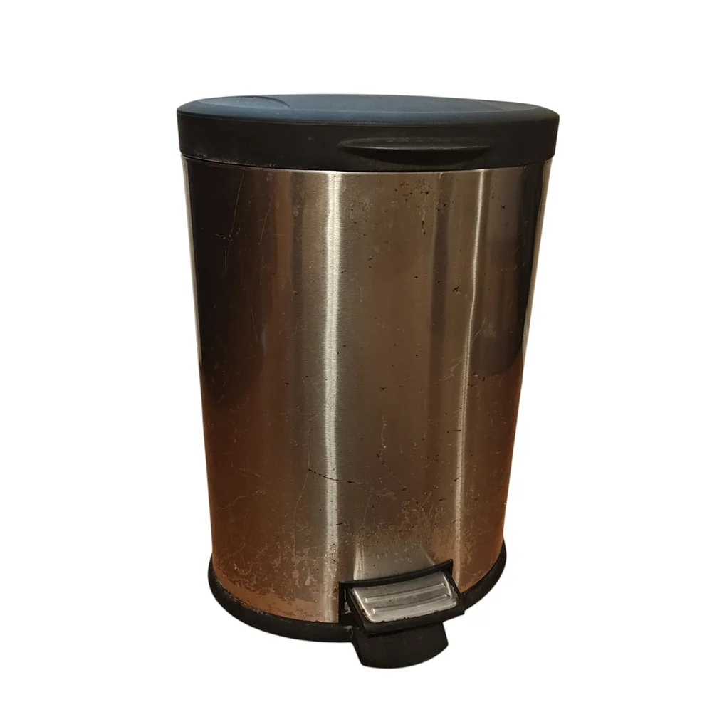 Stainless Steel Hands Free Trash Can with Black Lid